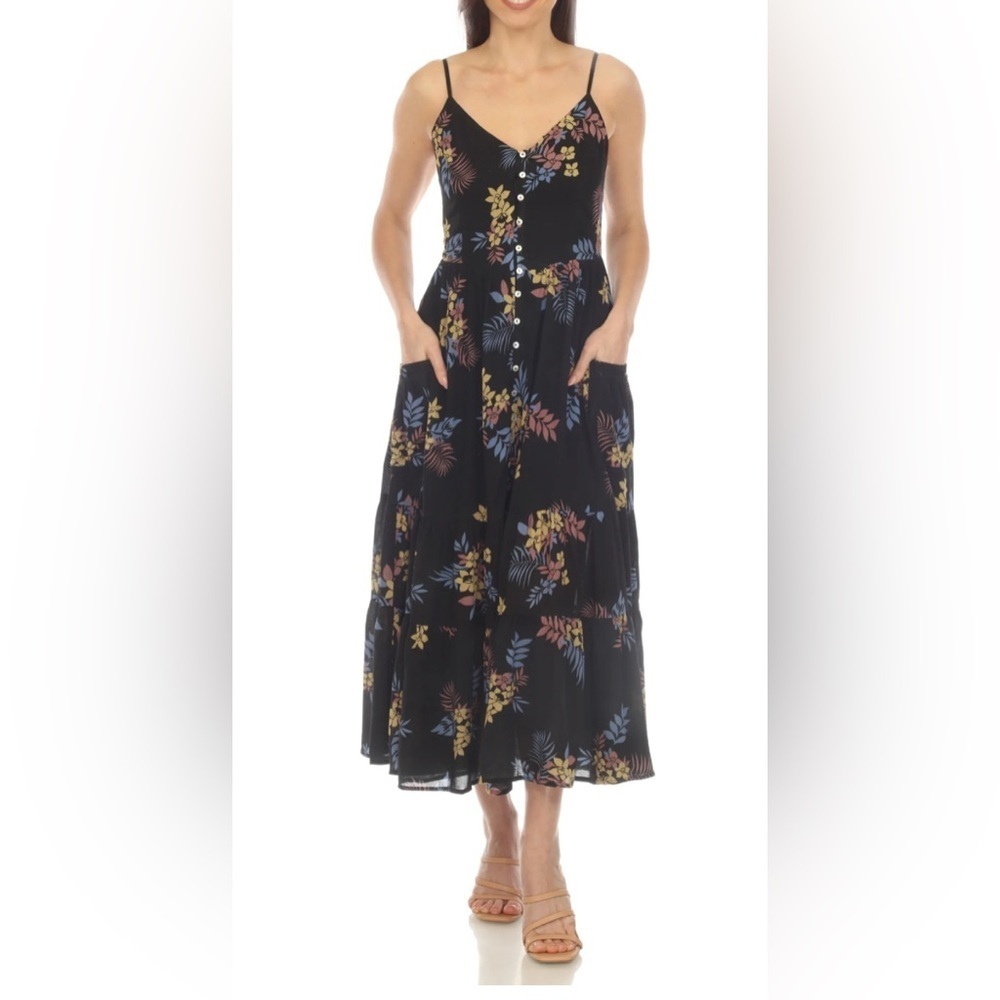 NWT-White Mark Black Floral Maxi Skirt-Medium